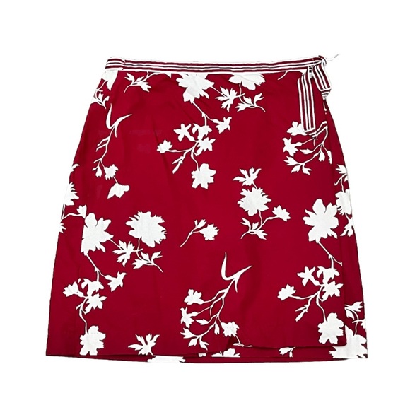 VTG Y2K White Stag 12 Wrap Skirt Hawaiian Floral Cotton Midi Retro Preppy Casual - Picture 1 of 9